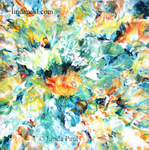 turquoise abstract flower paintings