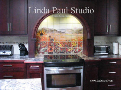 custom kitchen backsplashes of sunflowers