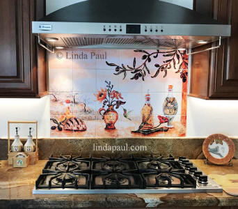 oLIVE gARDEN TILE MURAL BACKSPLASH