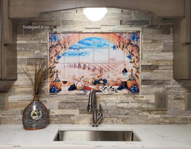 tuscany tile mural installation