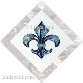 6x6 diagonal fleur de lis with mother of pearl border