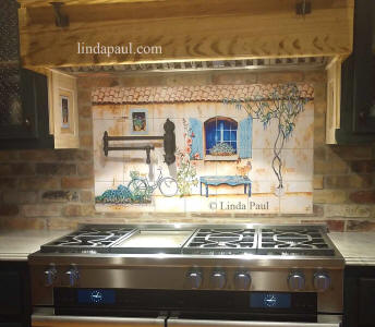 french  Country kitchen backsplash tile mural