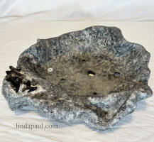 bonsai pot with smoky quartz crystals