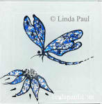 blue white silver dragonfly tile