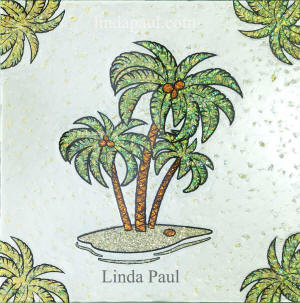palm tree original tile glass art