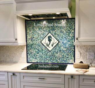 seahorse tile backsplash