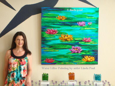 water lilies artwork painting with artist Linda Paul