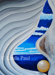 contemporary abstract shell painting - blue paintings for sale