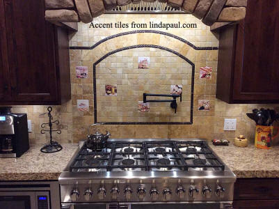 decorative accent tiles in backsplash