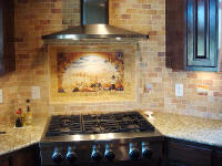 kitchen mural in recessed niche