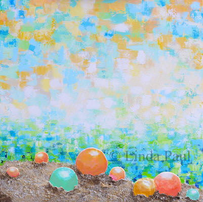 beach wall art of pearls in the sand