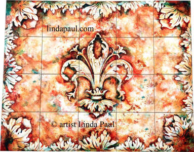 fleur de lis tile mural