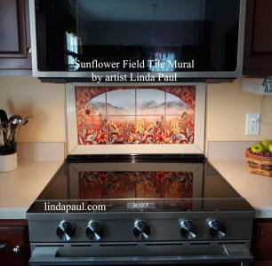 sunflower 24 x 12 tile mural back splash