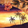 hibiscus  and palm trees tile