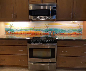 custom extra long under counter tile mural