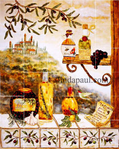 Tuscan Kitchen ceramic tile mural