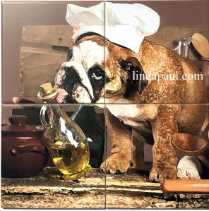 bulldog chef tile mural