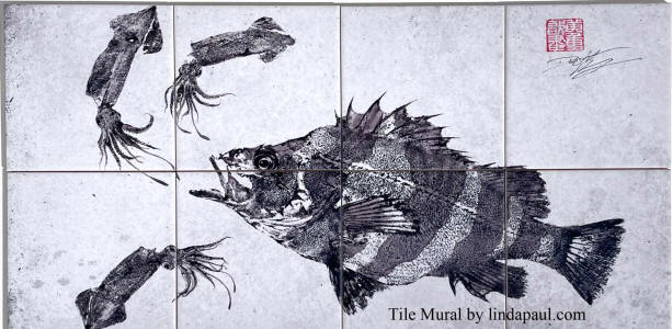 barber of squidville rockfish tile mural backsplash