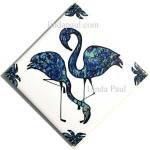 blue flamingo diagonal tile