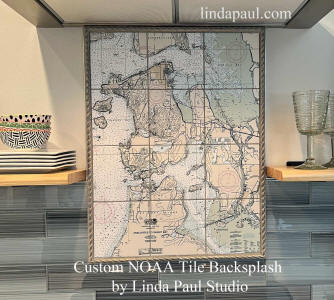 nautical chart backsplash Whidby Island