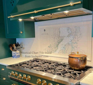 Nautical Chart tile mural backsplash